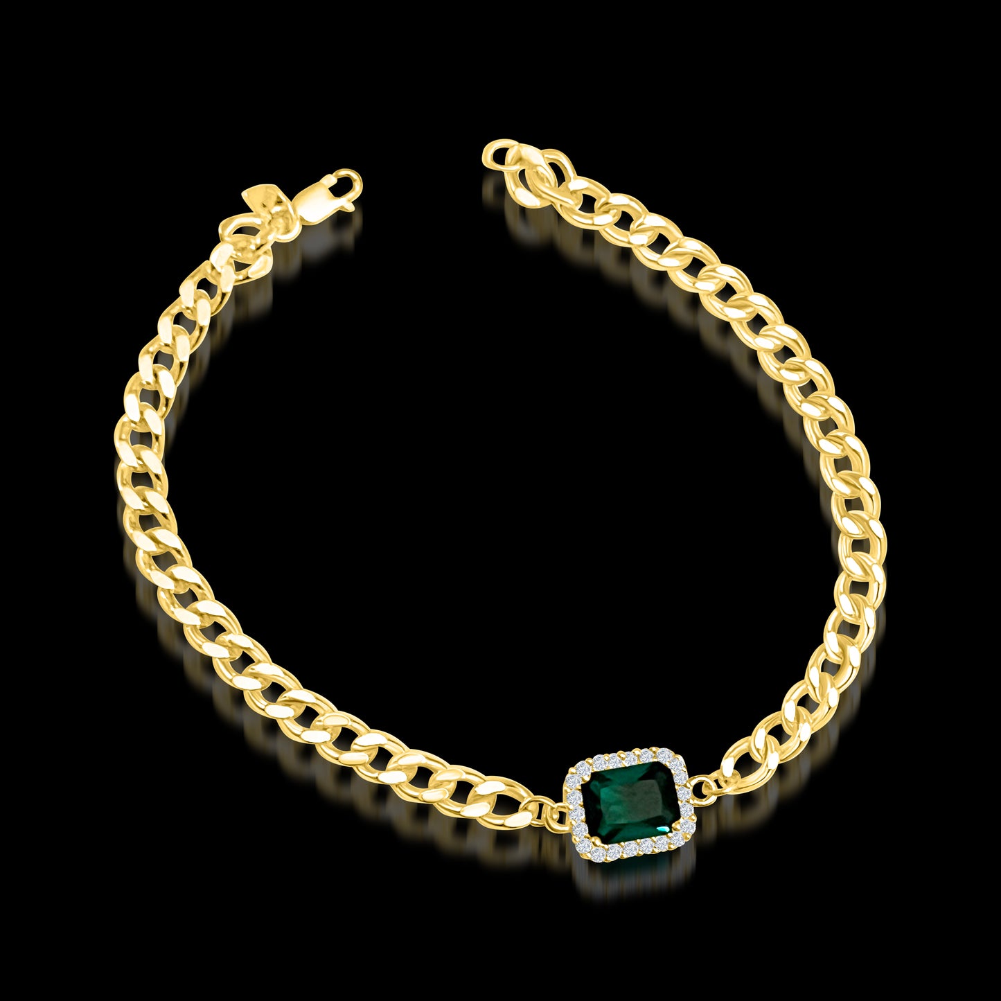 The Emerald Baguette Choker Necklace on 14k Gold Filled Curb Chain