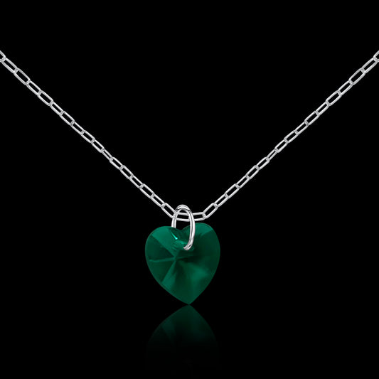 The Emerald Heart on Dainty Paperclip Chain