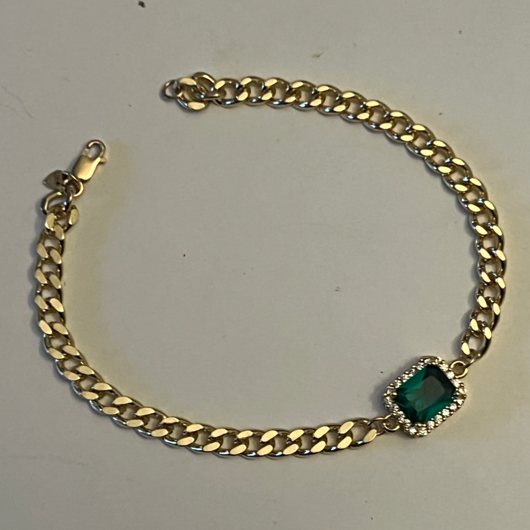 The Emerald Baguette Choker Necklace on 14k Gold Filled Curb Chain